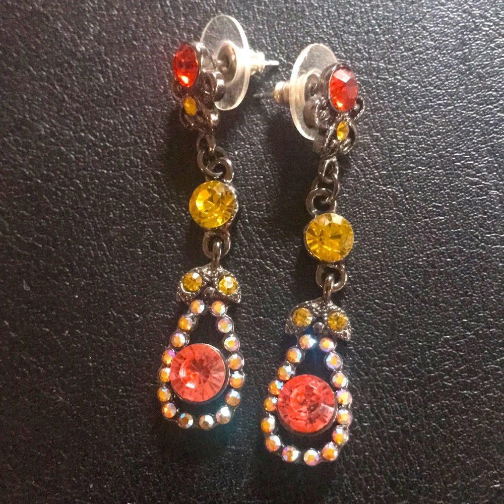 Show off!!! Orange and gold crystal earrings